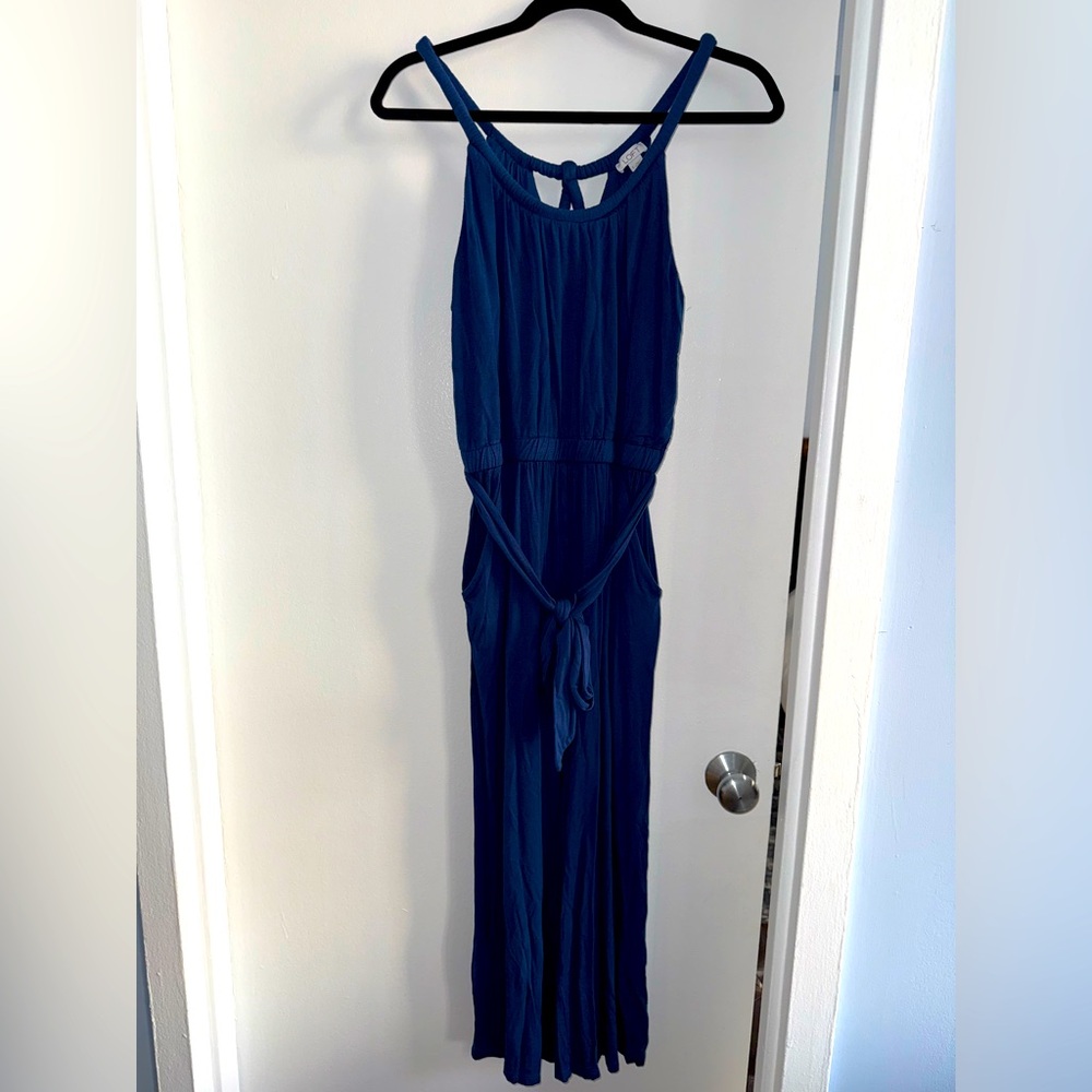 Tank top, flowy jumpsuit with belt tie by Loft